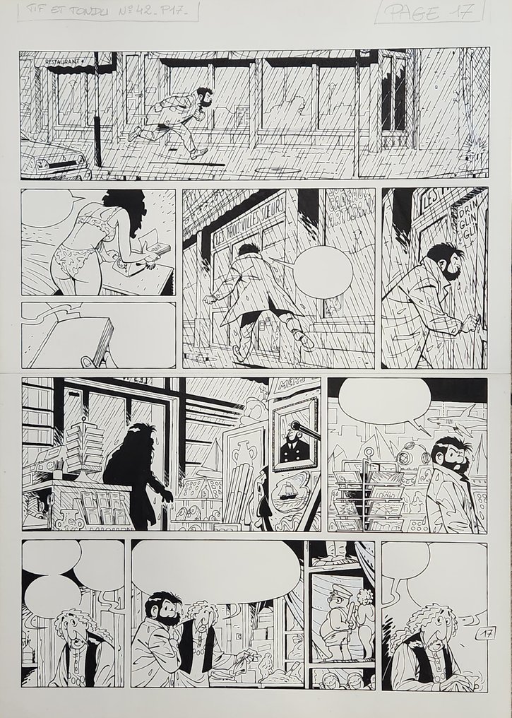 Sikorski, Alain - 1 Original page - Tif et Tondu T42 - L'assassin des trois villes soeurs - 1995 #1.0