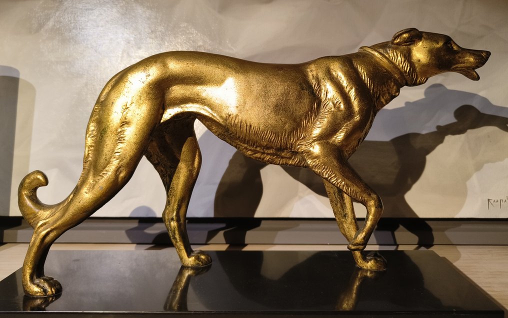 Irenée Rochard - 雕塑, Borzoi - 22 cm - 比利时黑色大理石 #4.3