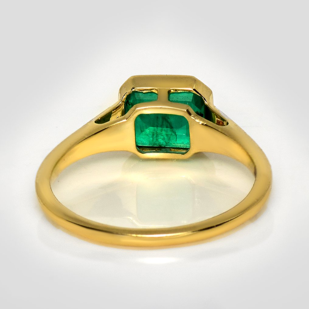 Sans Prix de Réserve - Bague - 14 carats IGI 1,41 ct Zambie Vert Intense, Or jaune Émeraude #4.3