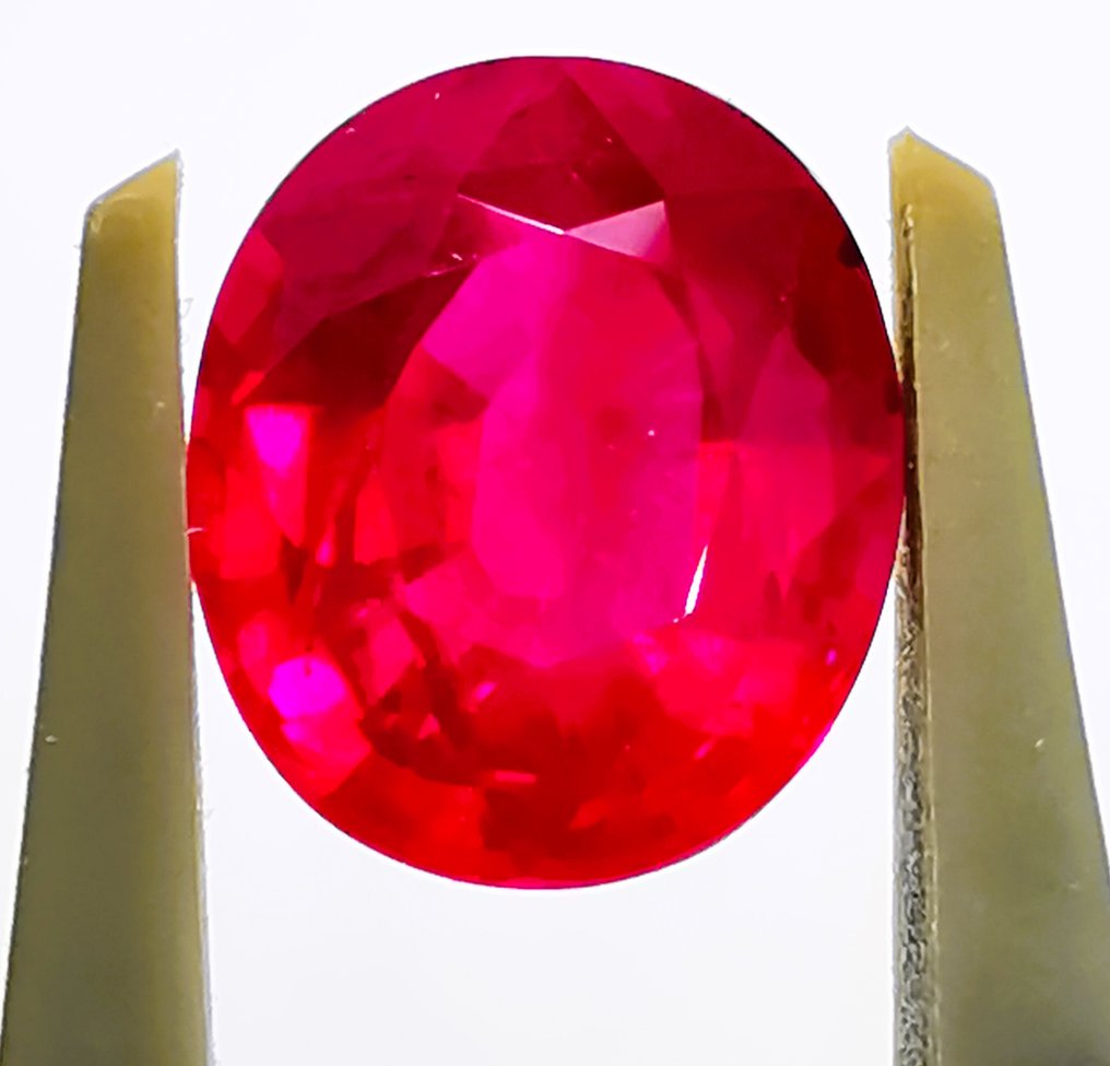 1 pcs 红色 红宝石 - 4.05 ct - 瑞士宝石研究中心(GRS) - 缅甸 / 红色 #1.0