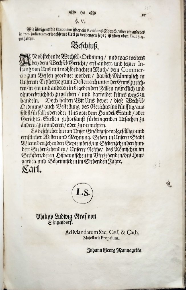 Karl VI. (römisch-deutscher Kaiser) - Der Römischen Kayserlichen In Germanien, ... Wechsel-Patent Begreiffend - 1718 #3.2
