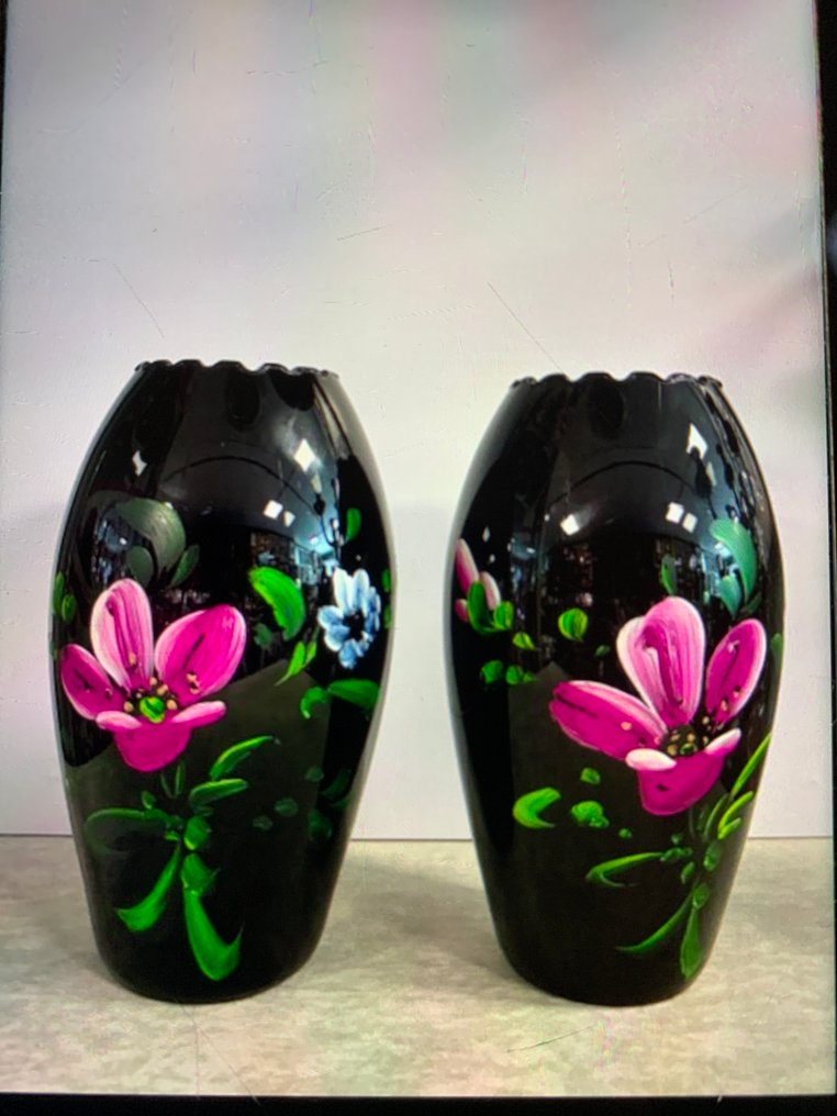 De Rupel Boom Glasfabriek - De Rupel - Vase (2) - Verre - Vases en hyalite belge #1.0