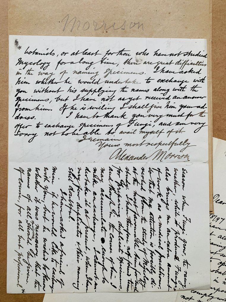 Alexander MORRISON (1849-1913), botaniste écossais, il explora l'Australie, particulièrement à - 2 lettres du botaniste et explorateur de l'Australie, Alexander Morrisson, écrites de Perth et - 1889 #1.0