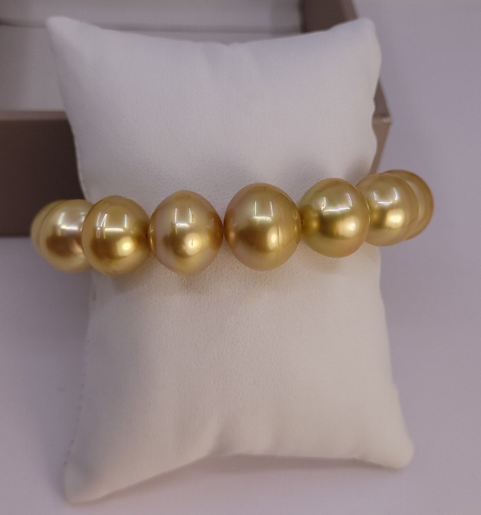 手镯 巨大尺寸 - 深金色南海珍珠 - 12.5x15.5毫米 #1.0
