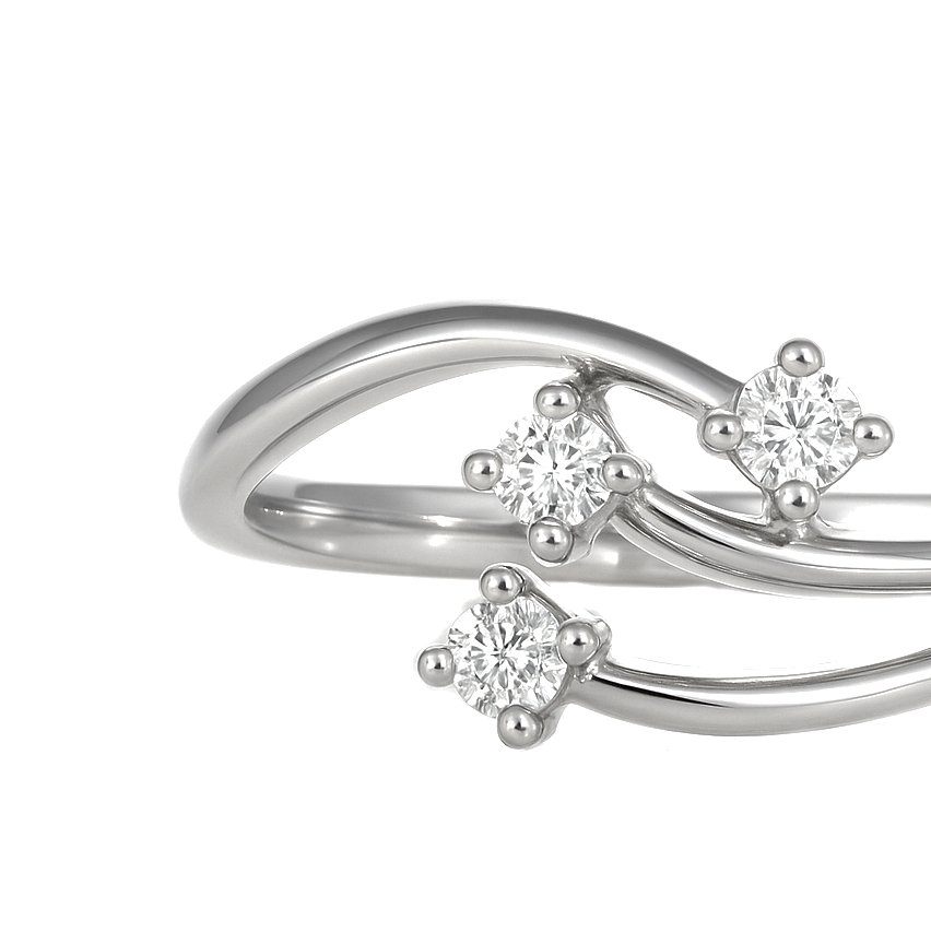 Ring - 18 kt Weißgold - 0.12ct. tw. Diamant (Natürlich) #4.3