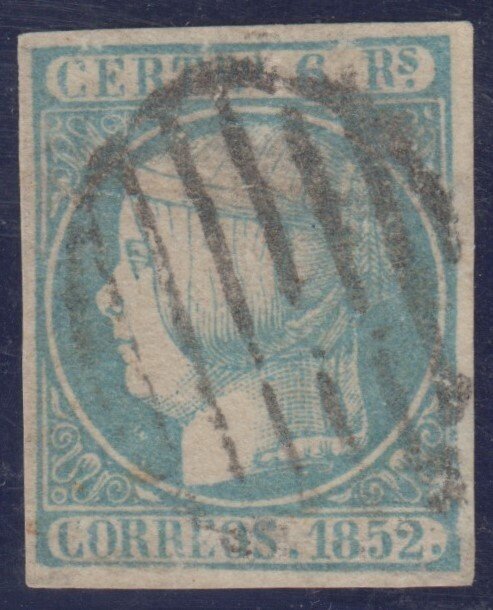 Spania 1852 - Isabel II. 6 reales, albastru-verzui. - Edifil 16 #1.0