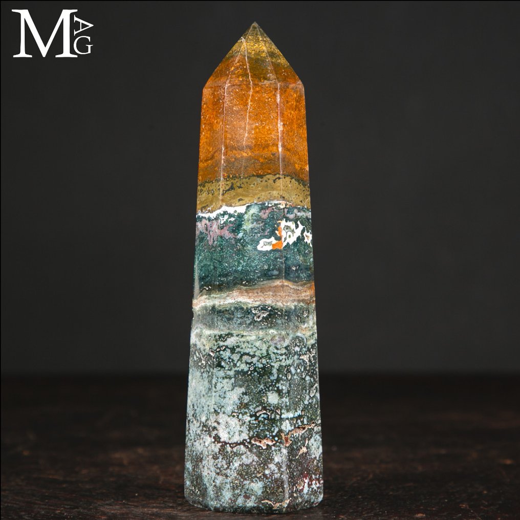 Dendritic Agate Point Dendritic Agate Obelisk - Madagascar - First Choice Mineral - Height: 154 mm - Width: 46 mm- 372 g #4.3