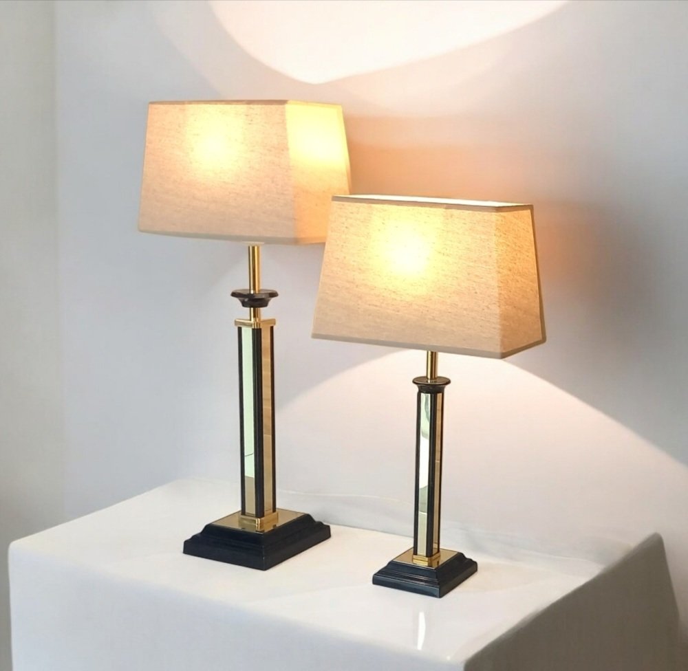 Robert DeSchuytener - Lamp (2) - Modèle Trocadero (Parijs) - *Zeldzaam* - Hars, Verguld metaal #1.0