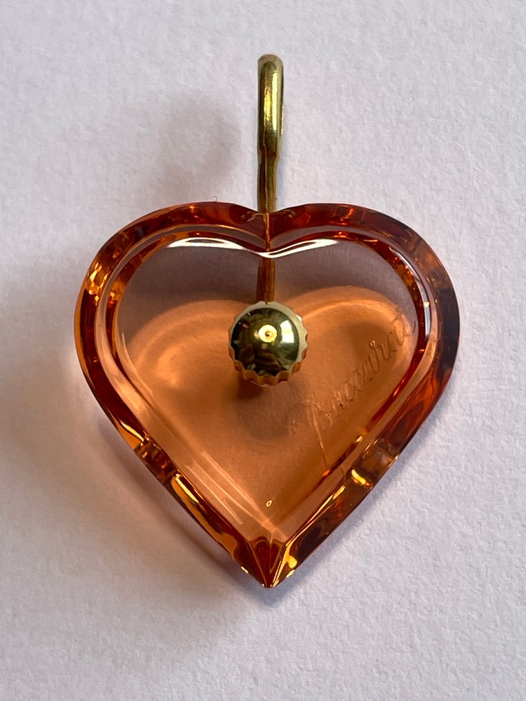 Baccarat - Perzikkleurig hart - 18 Kilates (750) goud, kristal - Hanger #1.0