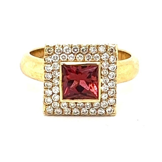Bague - 14 carats Or jaune - 2.92ct. tw. Tourmaline - Diamant - R00054 #1.0