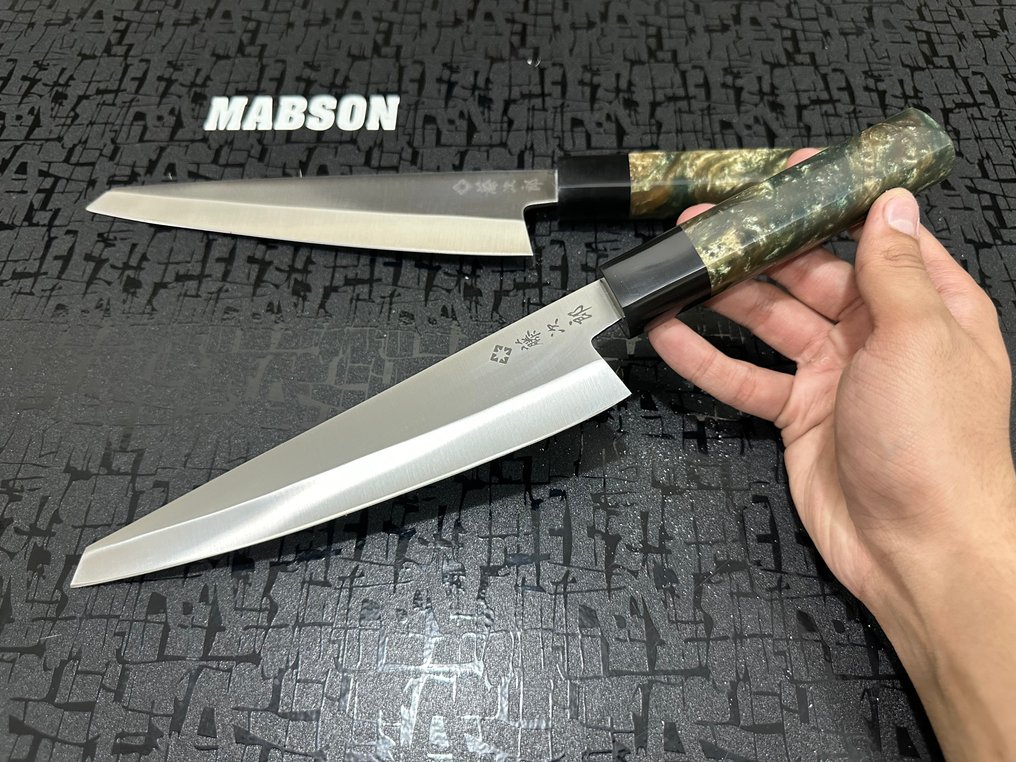 Μαχαίρι κουζίνας - Chef's knife - Χειροποίητα Ιαπωνικά Μάχαιρα Σεφ από Χάλυβα D2 με Χτυπήματα - Εργονομική Ανάμεικτη Πολύχρωμη Ρητίνη Χειρολαβή - Ιαπωνία #4.3