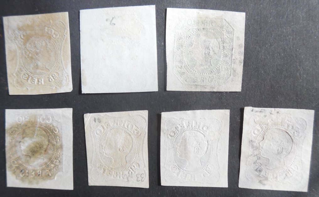 Portugal 1853/1856 - Lote Clássicos D. Maria e D. Pedro com excelentes margens - Mundifil 2,6,8,10,11,12,13 #3.2