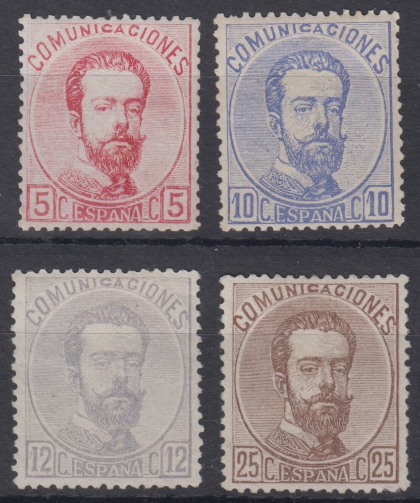 Ισπανία 1872 - Αμαδέο I. - Edifil 118, 121, 122 y 124 #1.0