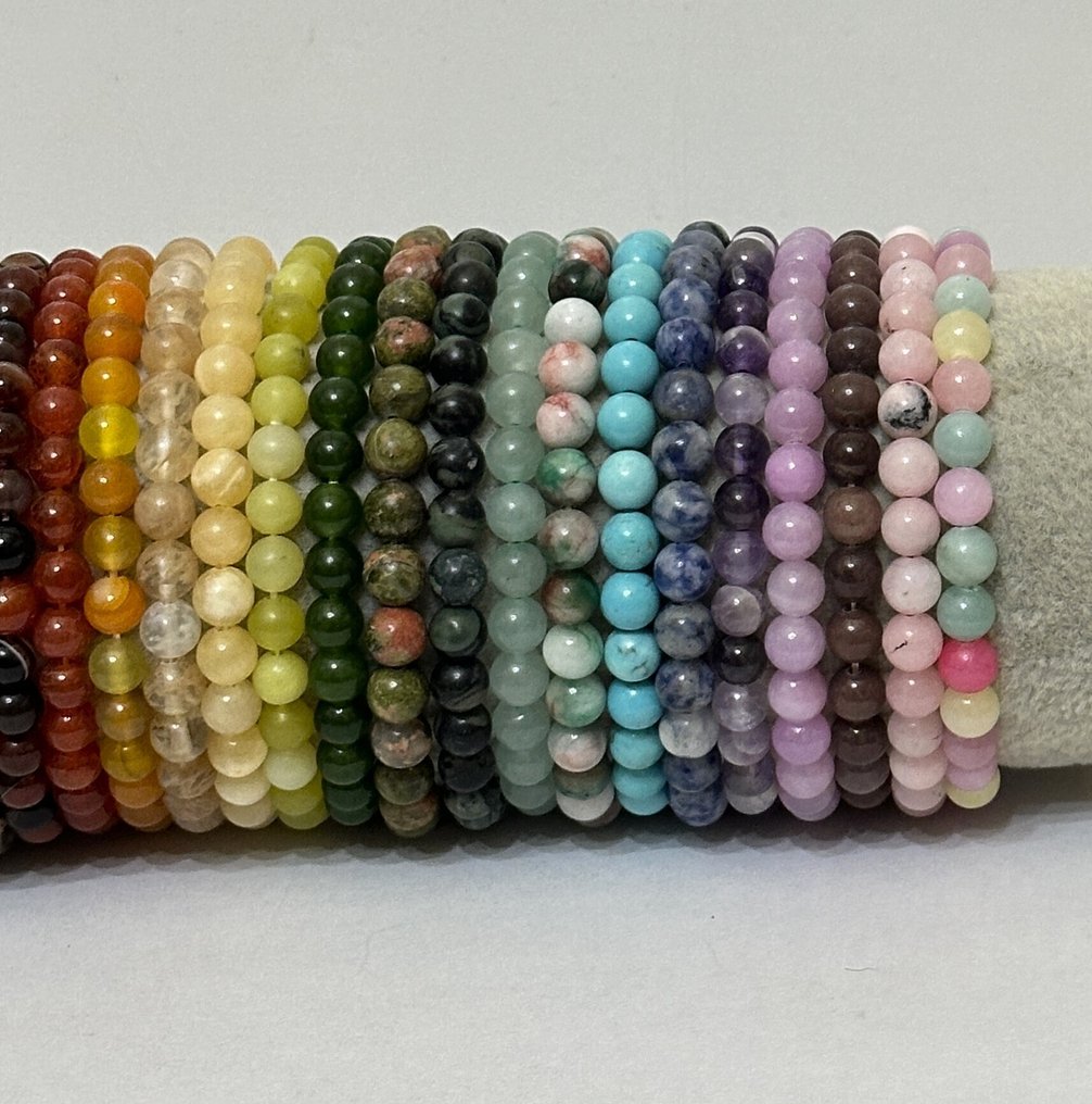 玛瑙;孔雀石;绿松石;软玉;珊瑚石;黄水晶;紫水晶……/ 高品质 / 1060克拉 - 手鈪 - 印度/巴西 #2.1