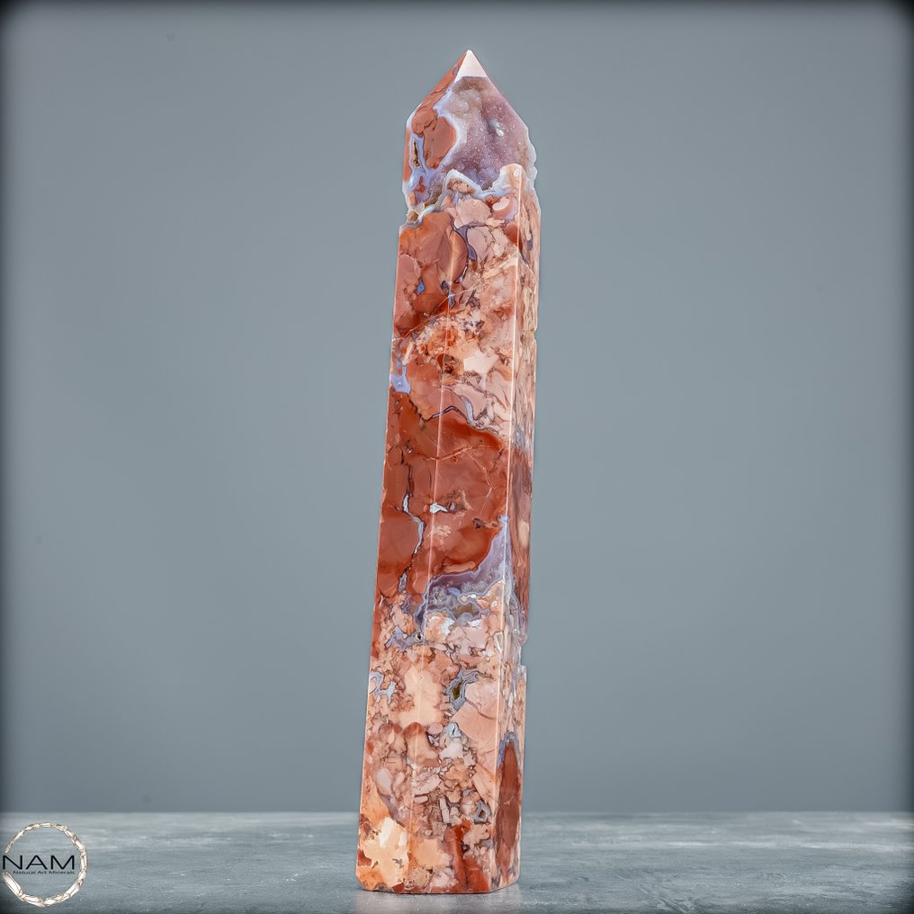 稀有天然棉花糖玛瑙 方尖碑- 443.16 g #2.1