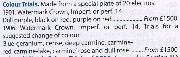 大不列顛 1906 - 爱德华七世 1 便士“蓝色天竺葵”色彩试验猫，起价1500英镑。 #3.2