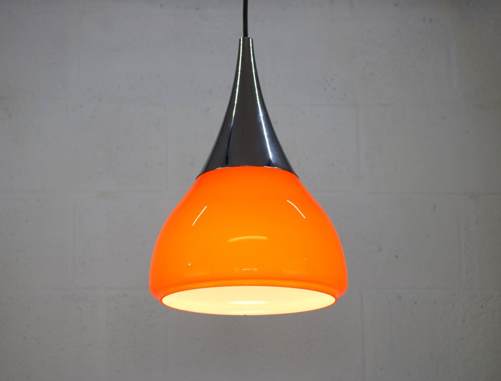 Limburg Glashütte - Lampada a sospensione - Vetro rosso e top in chrome. - Alluminio, Vetro #4.3