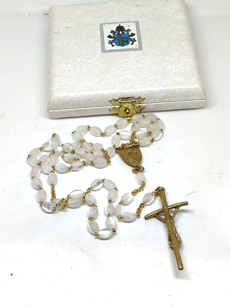 Rosary - Rosary of Pope John Paul II, gold-colored and personally blessed, with case - see. - 1980-1990 #2.1