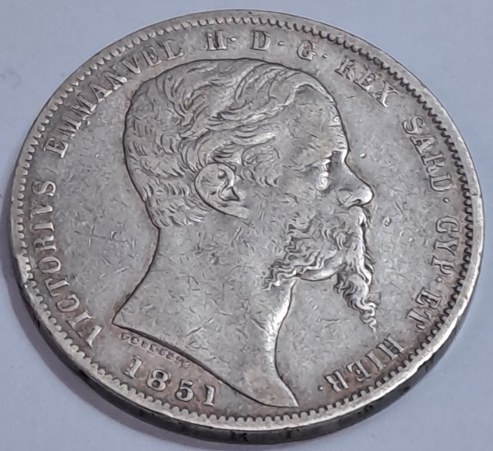 Ιταλία, Σαβοΐα Vittorio Emanuele II. 5 Lire 1851 Genova (χωρίς τιμή ασφαλείας) #1.0