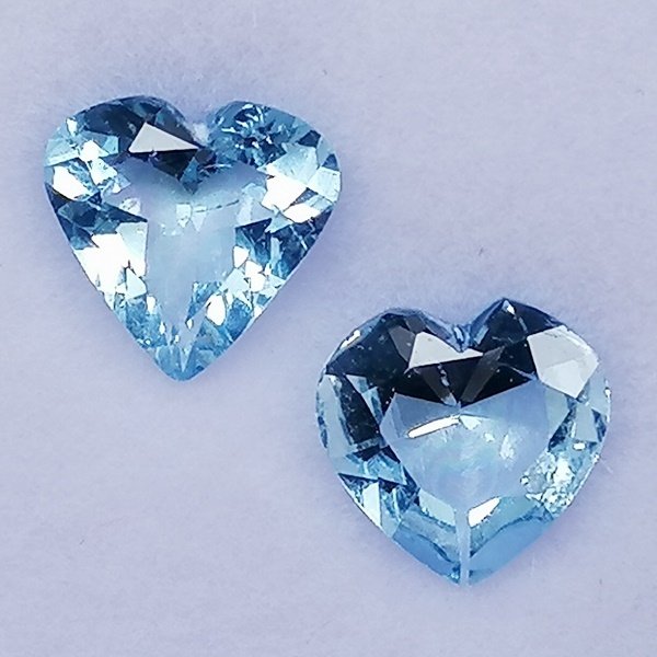 2 pcs Blå Akvamarin - 1.56 ct - Instituto Gemólogico Español (IGE) - Uten behandlinger #1.0
