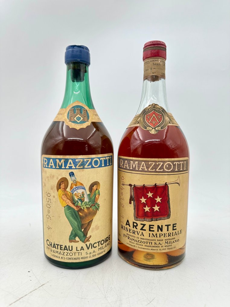Ramazzotti - Chateau la Victoire & Arzente Riserva Speciale - b. 1950, 1954 - 100cl - 2 bottles #1.0