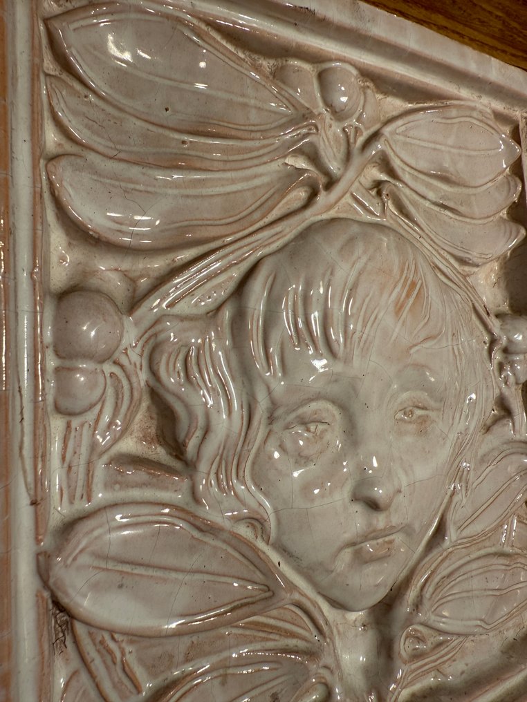  瓦 - 青年风格通风瓷砖用于炉子 - 1900-1910 - 新艺术风格通风瓷砖  #2.1