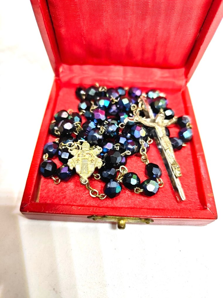 天主教念珠 - 教皇约翰二十三世的独家玫瑰经,水晶材质,亲自祝福,附带盒子。 - 1950-1960 #1.0