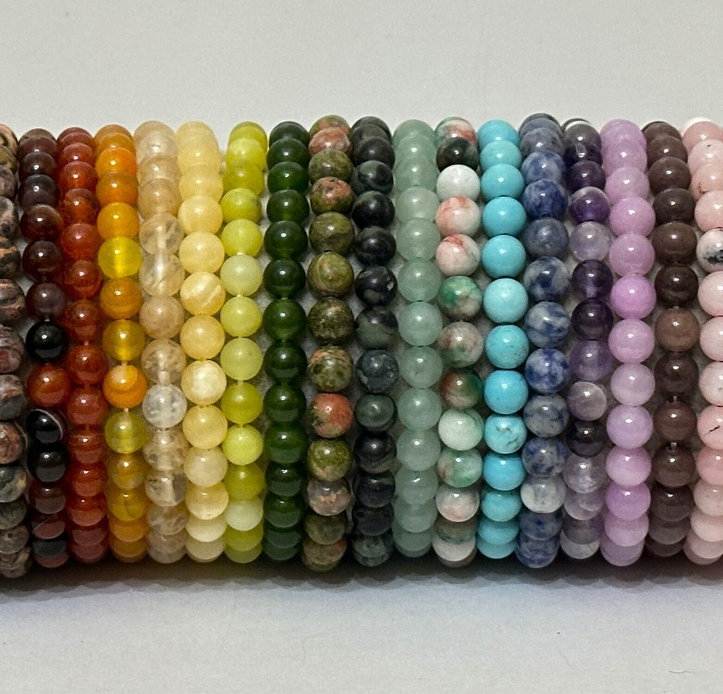 玛瑙;孔雀石;绿松石;软玉;珊瑚石;黄水晶;紫水晶……/ 高品质 / 1060克拉 - 手鈪 - 印度/巴西 #3.2