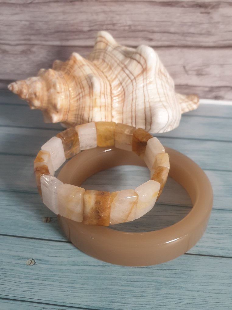 Beige Agate - Bangle - 2Pc Bangle and Bracelet #1.0