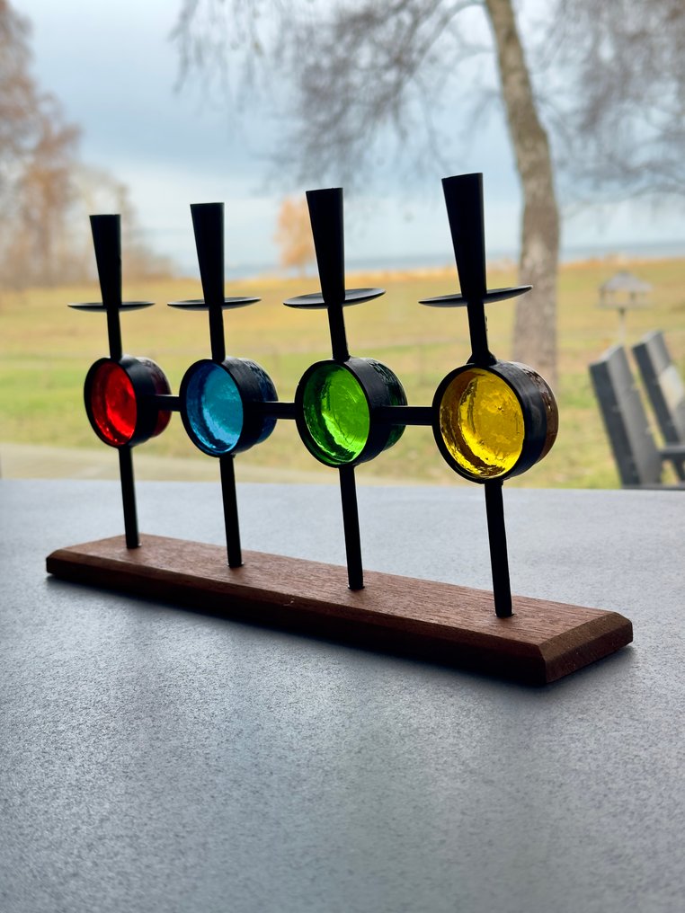 Bo Svensk Järnsmide - Harry N. Boström - Candleholder Advent calendar - Teak and Cast Iron #3.2