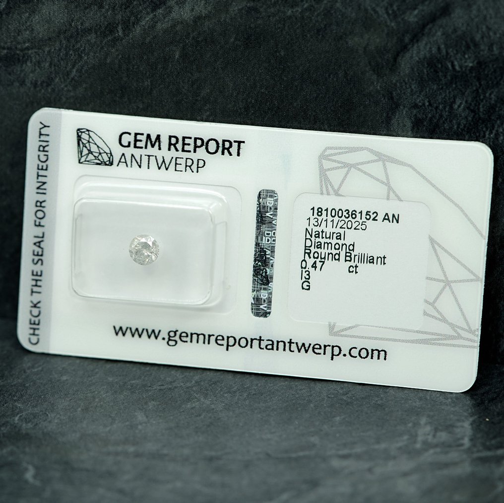 没有保留价 - 1 pcs 钻石  (天然)  - 0.47 ct - 圆形 - I3 - 安特卫普宝石报告（GRA） #1.0