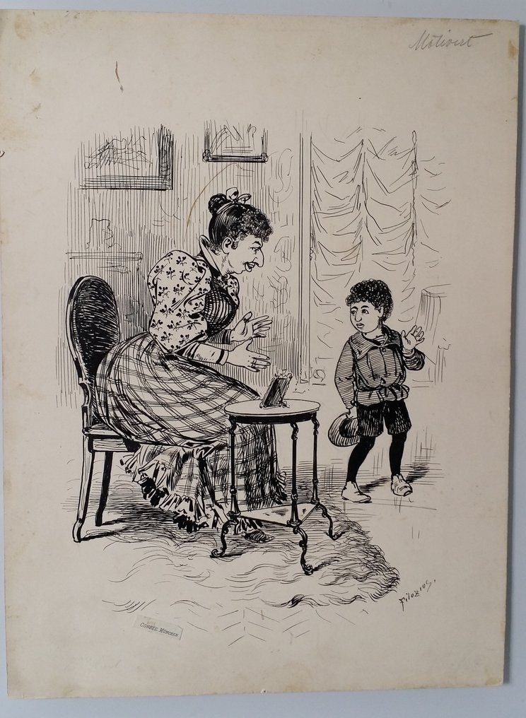 Wilhelm Busch - Pater Filizius (1832–1908) - Consée Múnchen - unique signed drawing - 1893 #1.0