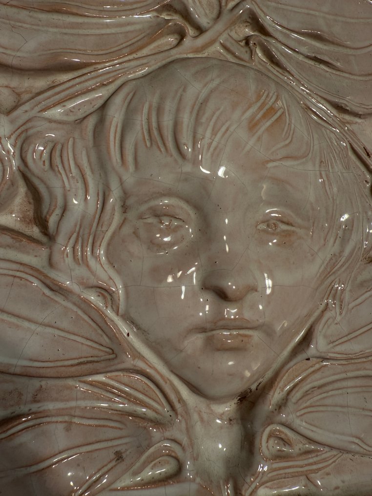  瓦 - 青年风格通风瓷砖用于炉子 - 1900-1910 - 新艺术风格通风瓷砖  #1.0