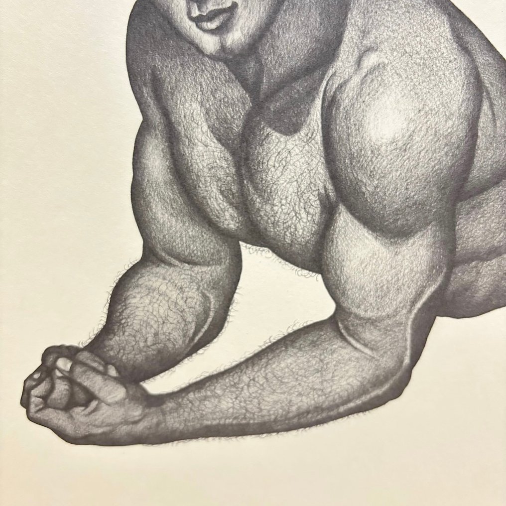 Man lying on stomach - Lithograph Mishima Gō gashū Wakamono 三島剛画集 若者 Mishima Go's Book - Lithograph - Mishima Gō 三島剛 (1924-1988) - Japan - Shōwa period (1926-1989) #2.1