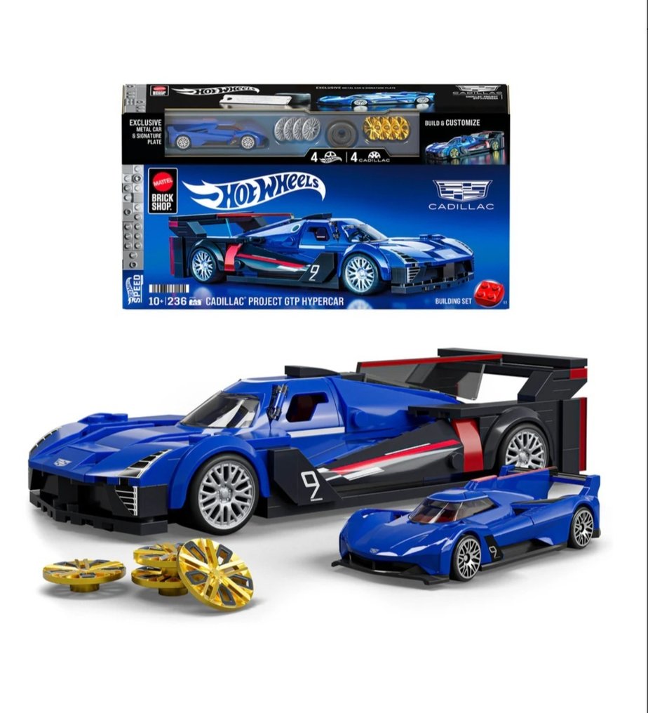Hot Wheels, Mattel 1:32 - Modelsæt - Mattel Brick Shop Hot Wheels - Cadillac Project GTP Hypercar Byggesamling af samlerobjekter #1.0