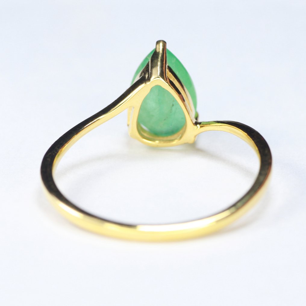 χωρίς τιμή ασφαλείας - Δαχτυλίδι - 18 καράτια Κίτρινο χρυσό - 1.50ct. tw. Σμαράγδι - Ελαφρύ Έλαιο Πρώτης Ποιότητας. #3.2