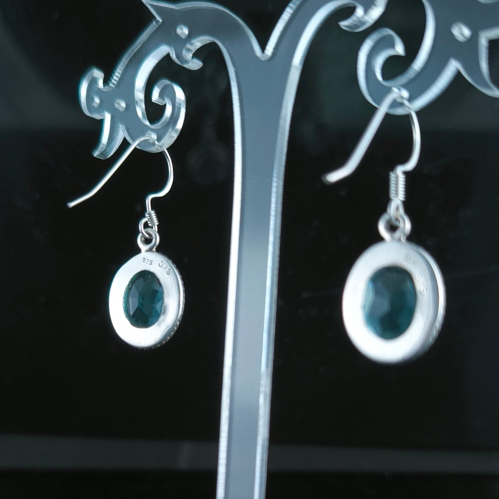 Ακουαμαρίνης - Ασημί - Σκουλαρίκια - Σκουλαρίκια από ασήμι υψηλής ποιότητας #1.0