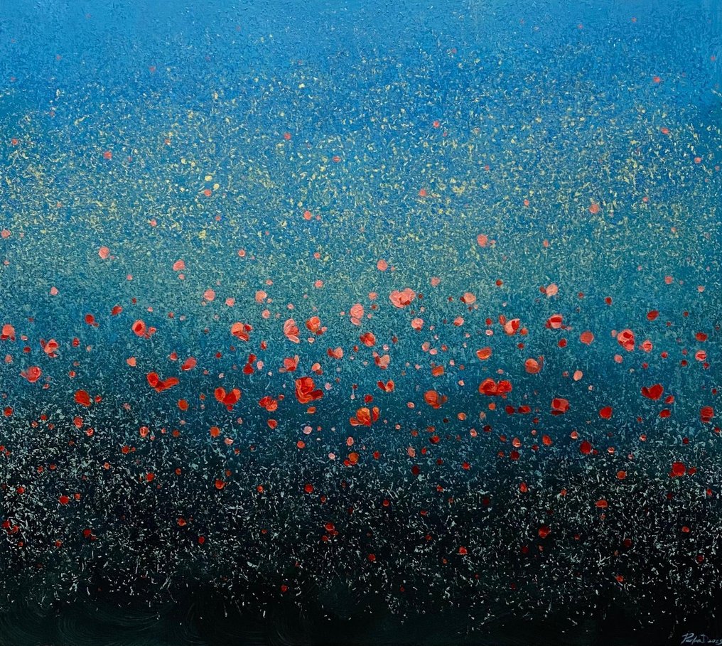 Parfen.D XL - NO RESERVE “Crimson Drift Over Teal” #1.0