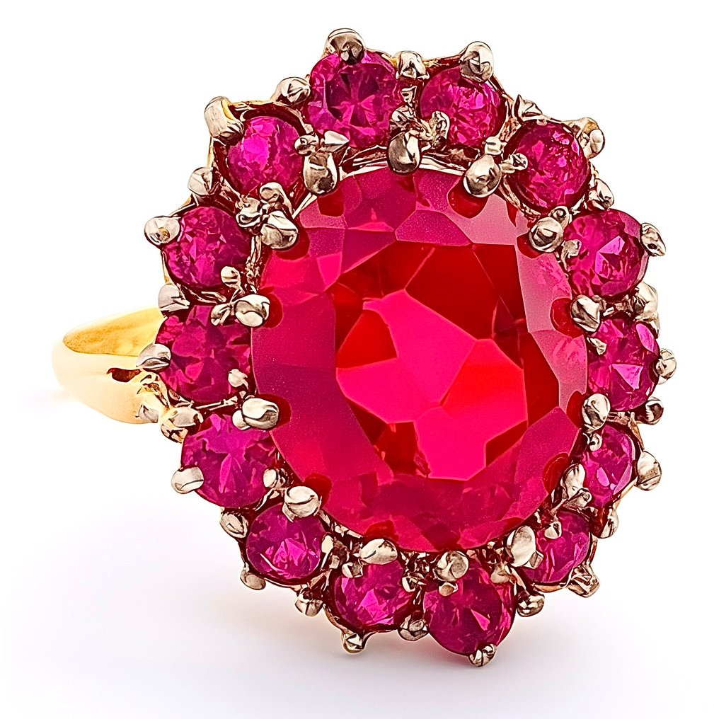 Nincs minimálár - Gyűrű - 9 Kt Sárga arany, Ezüst Rubin - Rubin #3.2