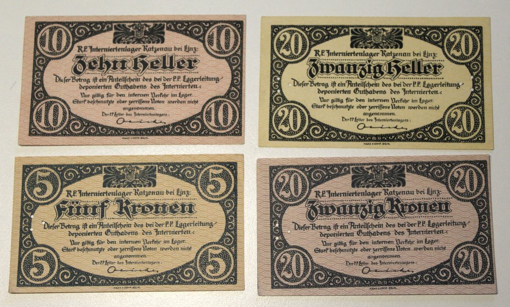 奥地利. - 8 banknotes - POW  - KATZENAU bei LINZ 1914-1915  (没有保留价) #3.2
