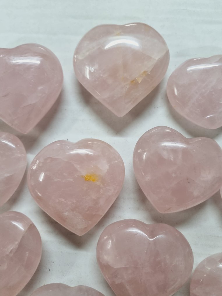 Grande lote com corações de quartzo rosa, 6,5-5 cm Coração- 1520 g #3.2
