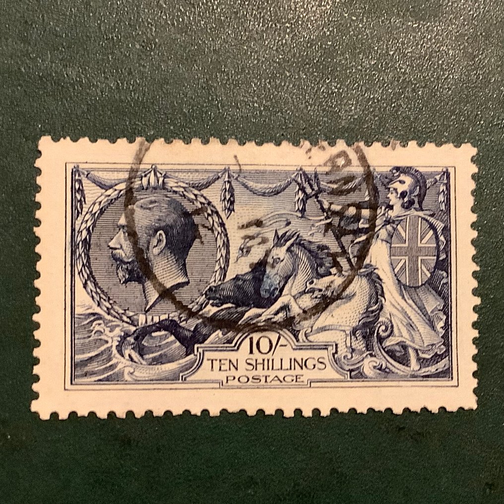 Great Britain 1915 - 10 Schilling Seehorses - De la Rue printing - centered - Michel 143 II #1.0