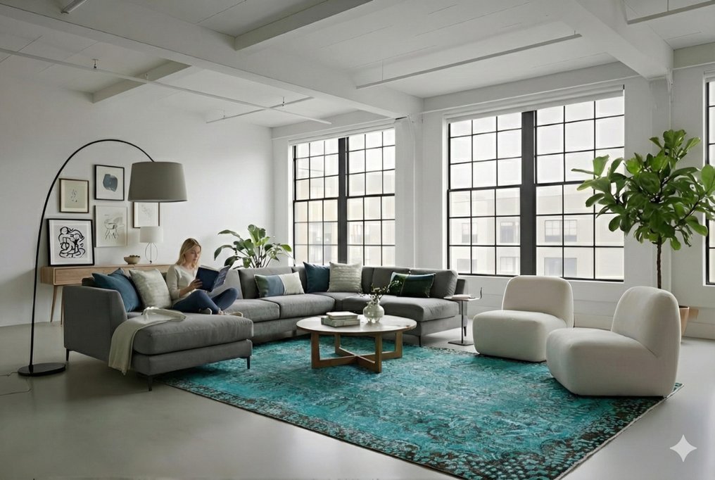 Turquoise vintage - Tapis - 275 cm - 170 cm - avec certificat #1.0