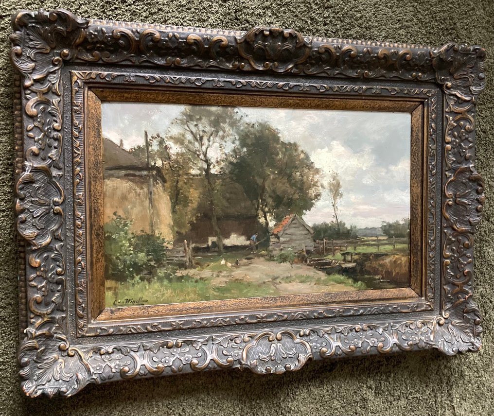 Chris van der Windt (1877-1952) - Erf met boer en kippen #2.1