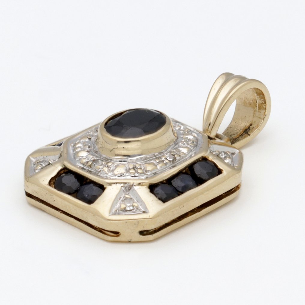 Pendentif - 14 carats Or jaune Saphir - Diamant #4.3