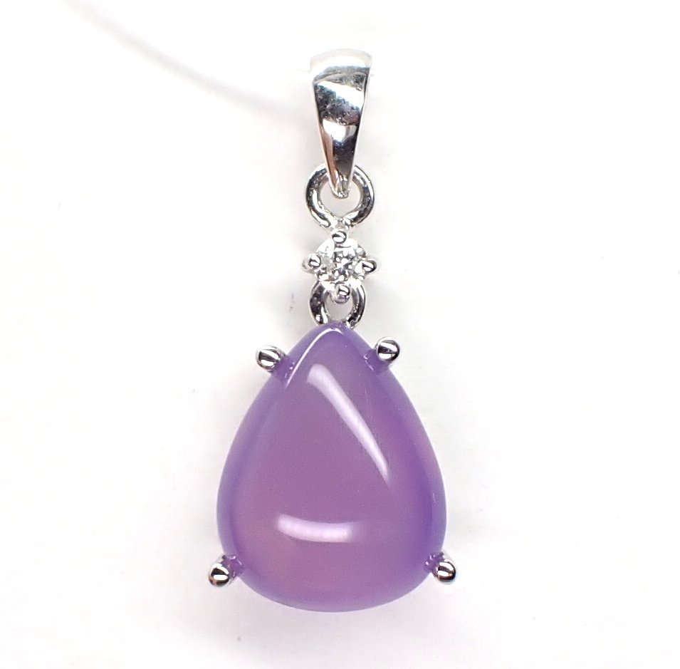 χωρίς τιμή ασφαλείας - Κρεμαστό κόσμημα - 18 καράτια Λευκός χρυσός -  2.24ct. tw. Χαλκηδόνιος - Διαμάντι - Χωρίς τιμή ελάχιστης προσφοράς #1.0