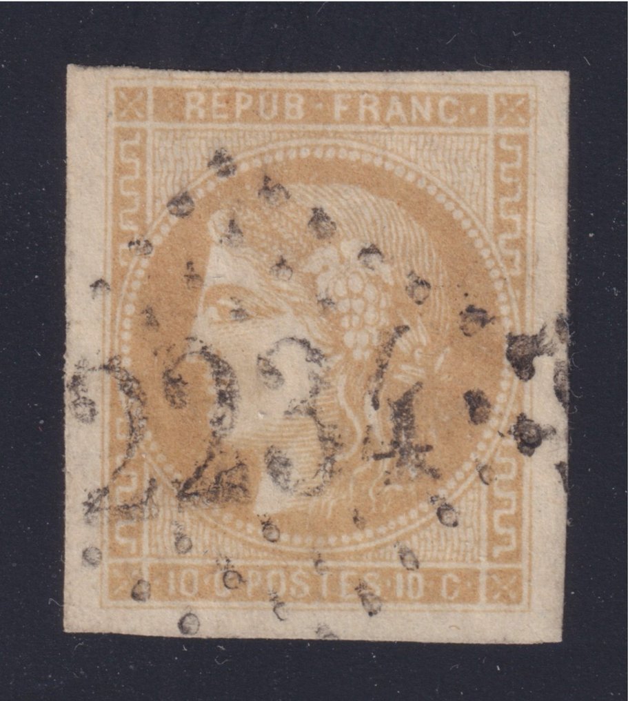 France 1870 - Emission of Bordeaux, No. 43A, canceled GC, signed Calves and JF. Brun. Very well marged. - Yvert #1.0