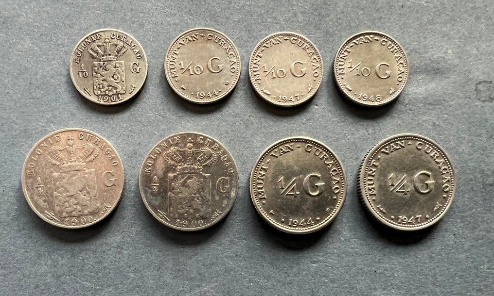 庫拉索 (荷蘭加勒比區). 1900-1948: 1/10 en ¼ gulden (totaal 8 zilveren munten). (沒有保留價) #1.0