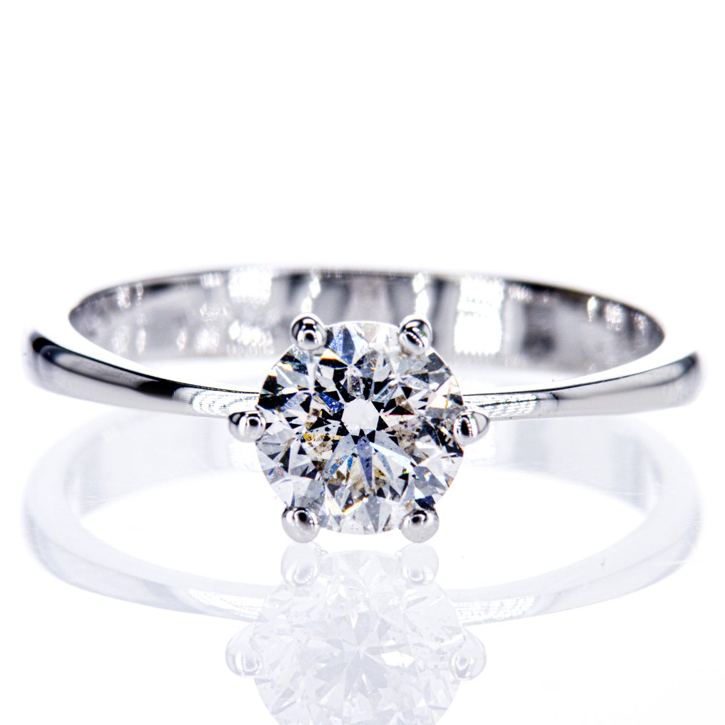 χωρίς τιμή ασφαλείας - Δαχτυλίδι αρραβώνων - 14 καράτια Λευκός χρυσός -  1.01ct. tw. Διαμάντι (Φυσικό) #1.0