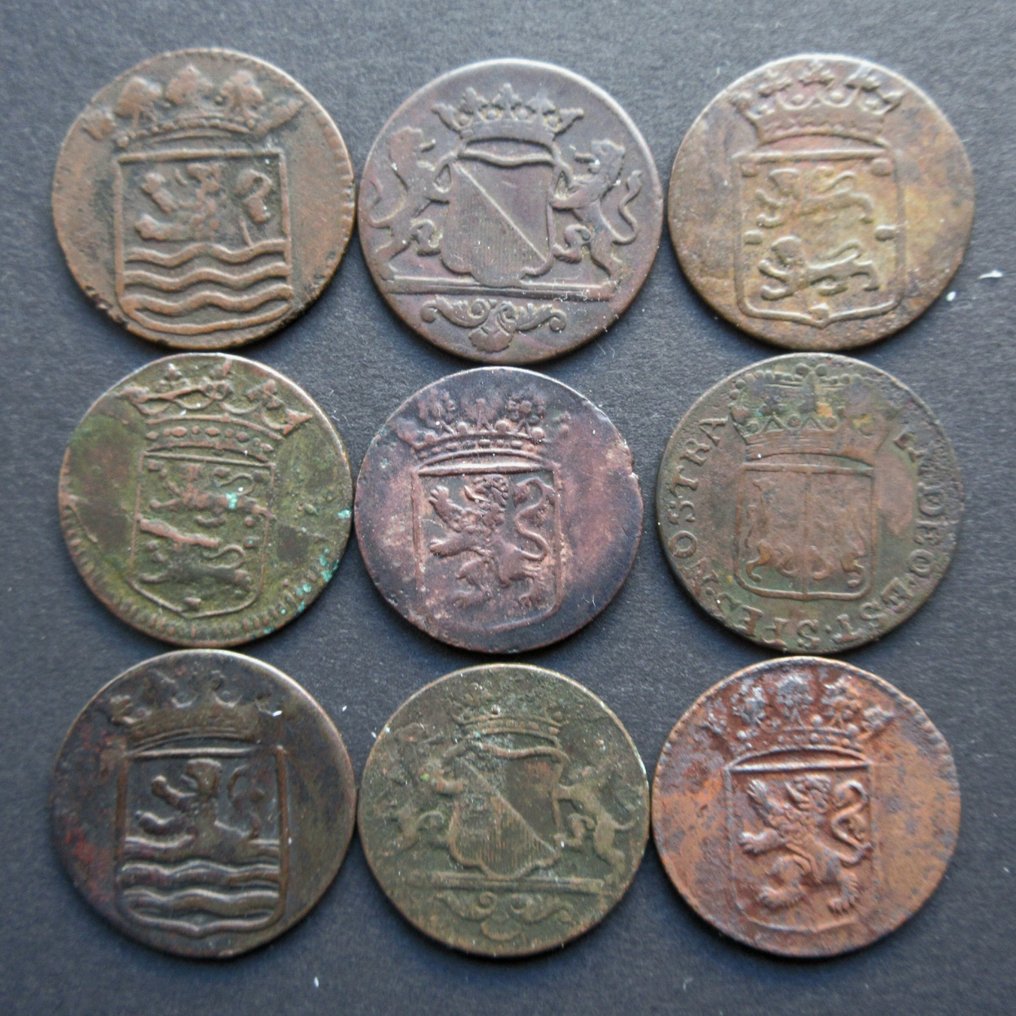 Netherlands East Indies. Zeer Leuk Partijtje VOC Duiten 1735 - 1791 (9 Stuks) (No Reserve Price) #1.0